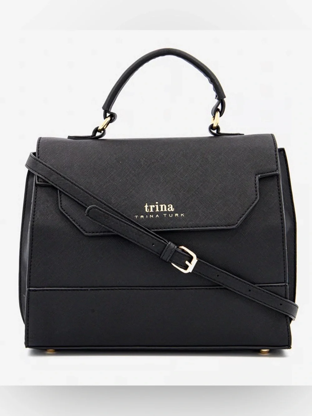 Trina Turk Black Professional Top-Handle Satchel/Crossbody with Gold Hardware - Picture 3 of 13
